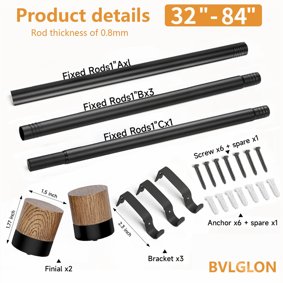 BVLGON wood curtain rod shown in a room display for everyday home use.