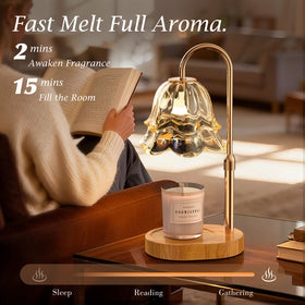 BYART Candle Warmer Lamp showing adjustable height for versatile use in rooms.