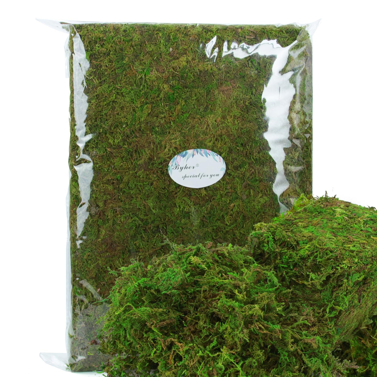 BYHER 35oz green moss closeup for realistic indoor displays.