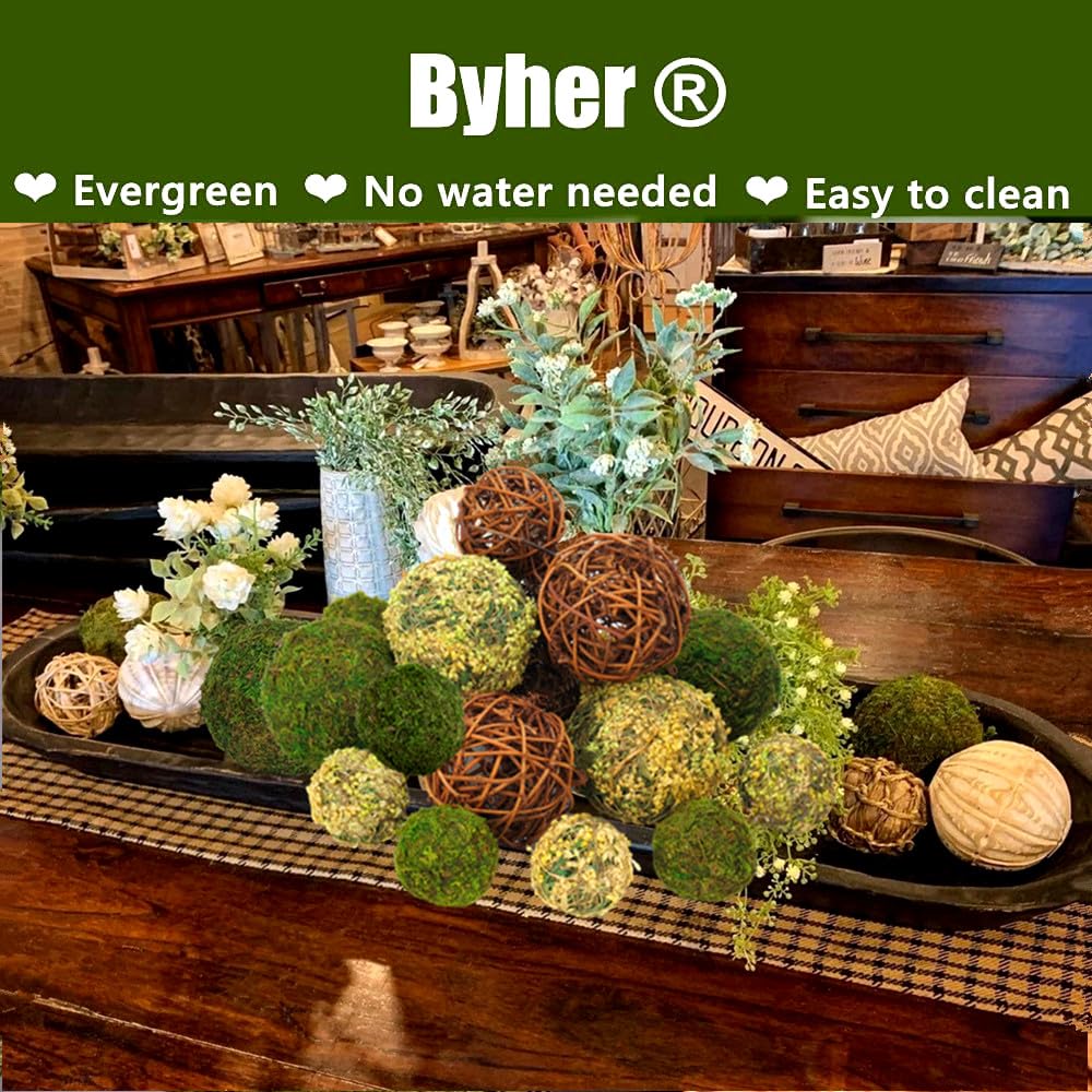 BYHER premium rattan ball, 5 cm, compact rustic accent for tables and shelves.