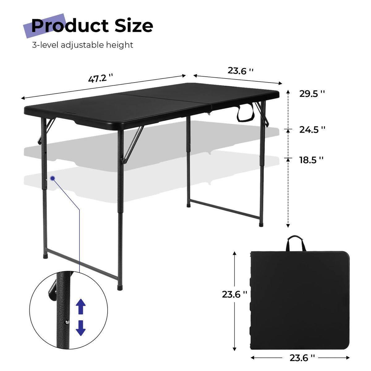Byliable folding table hdpe work surface resists stains and spills