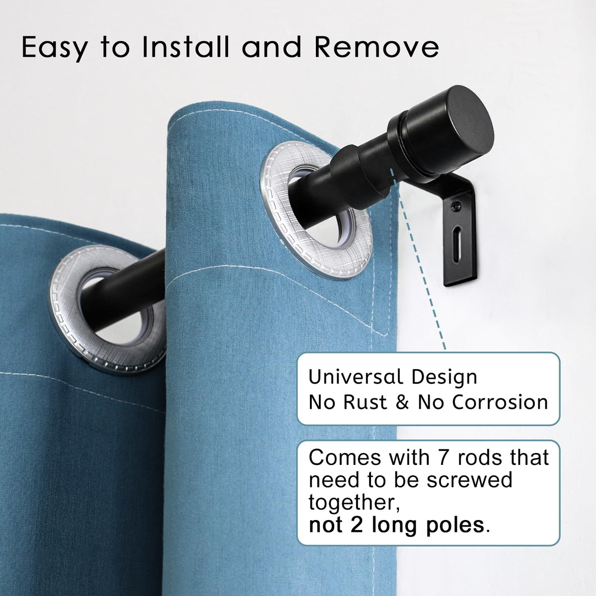 Byondeth curtain rod 1-inch diameter provides sturdy support for heavy drapes