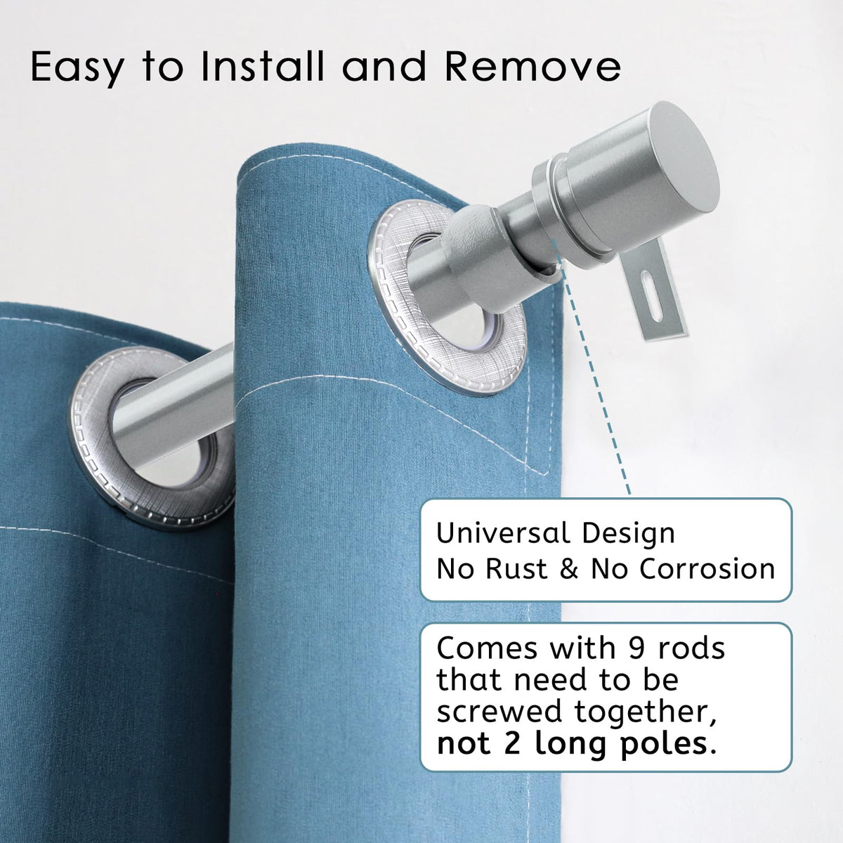 Byondeth curtain rod showing 1-inch diameter for sturdy drapery support