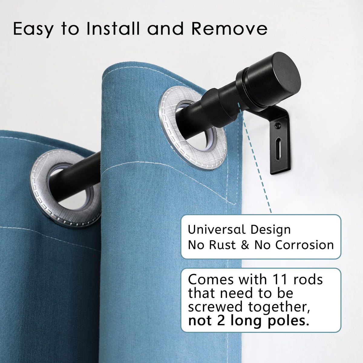 Byondeth aluminium finials in black add a sleek, modern finish to any room