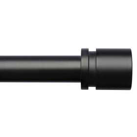 Byondeth curtain rod with aluminum black finials, extended length option for large windows.
