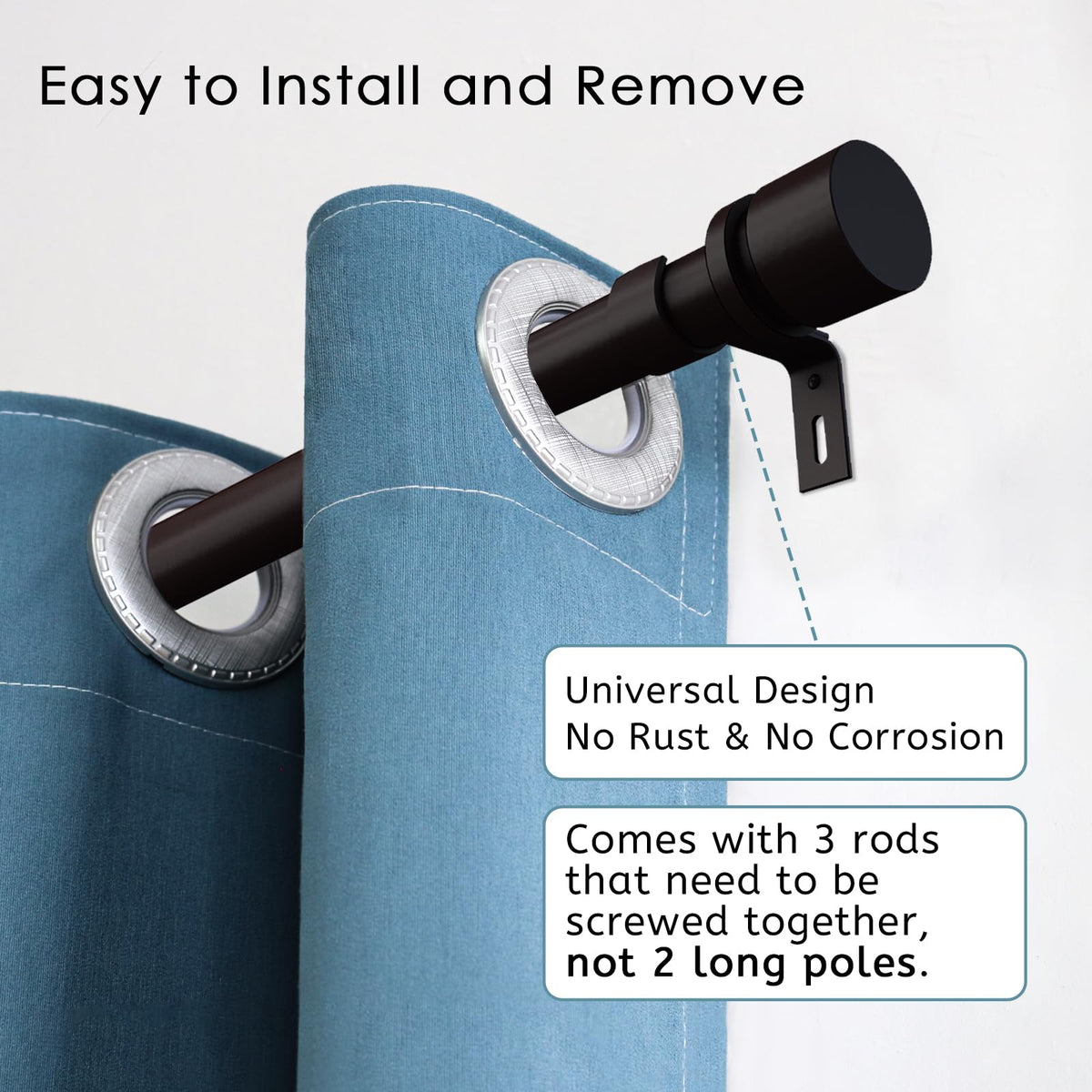 Byondeth curtain rod extended length demonstrating adjustable sizing options
