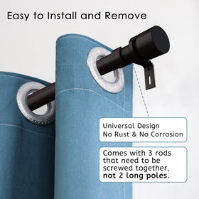 Byondeth curtain rod extended length demonstrating adjustable sizing options