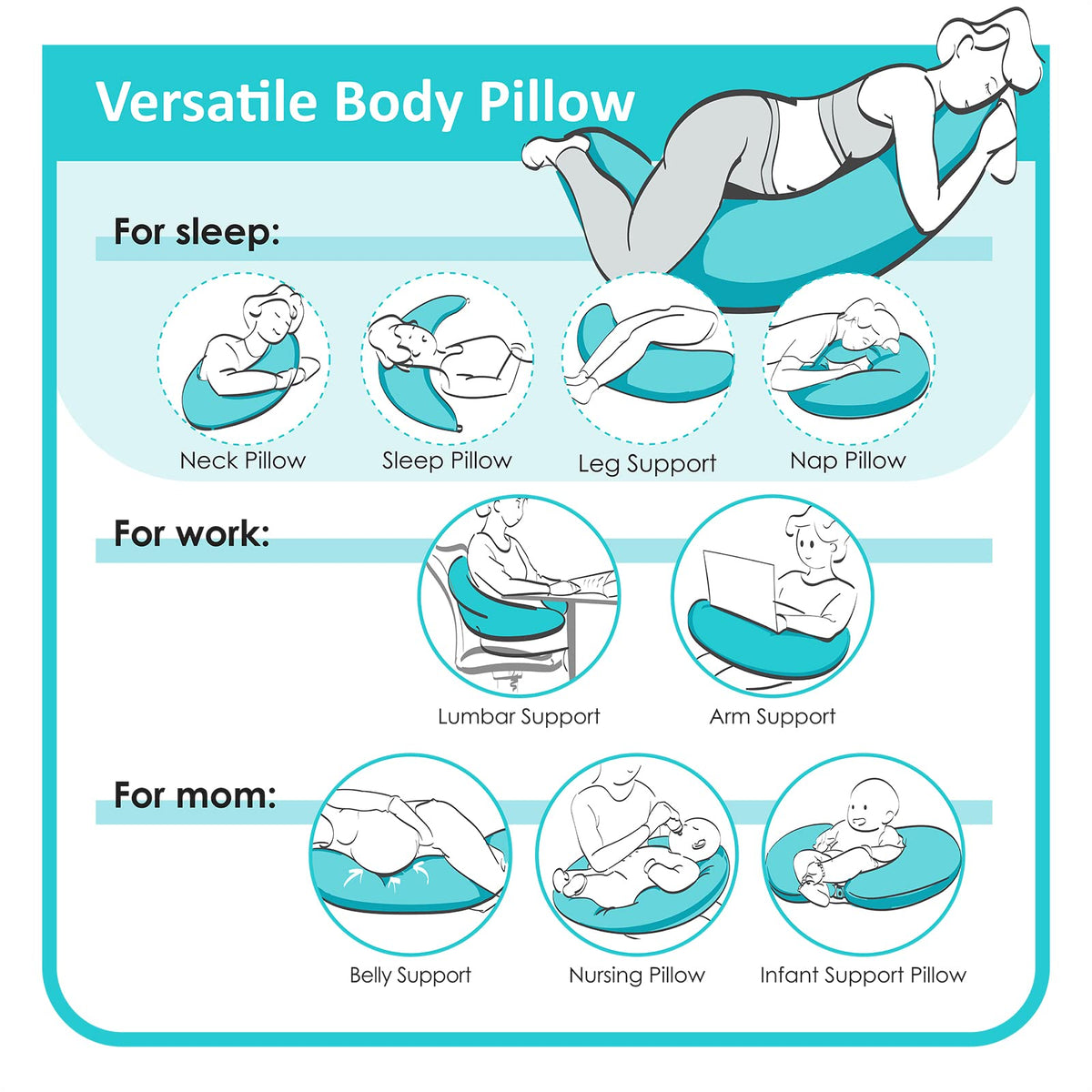 BYRIVER 39-inch C-shaped pillow belly-support for pregnancy comfort.