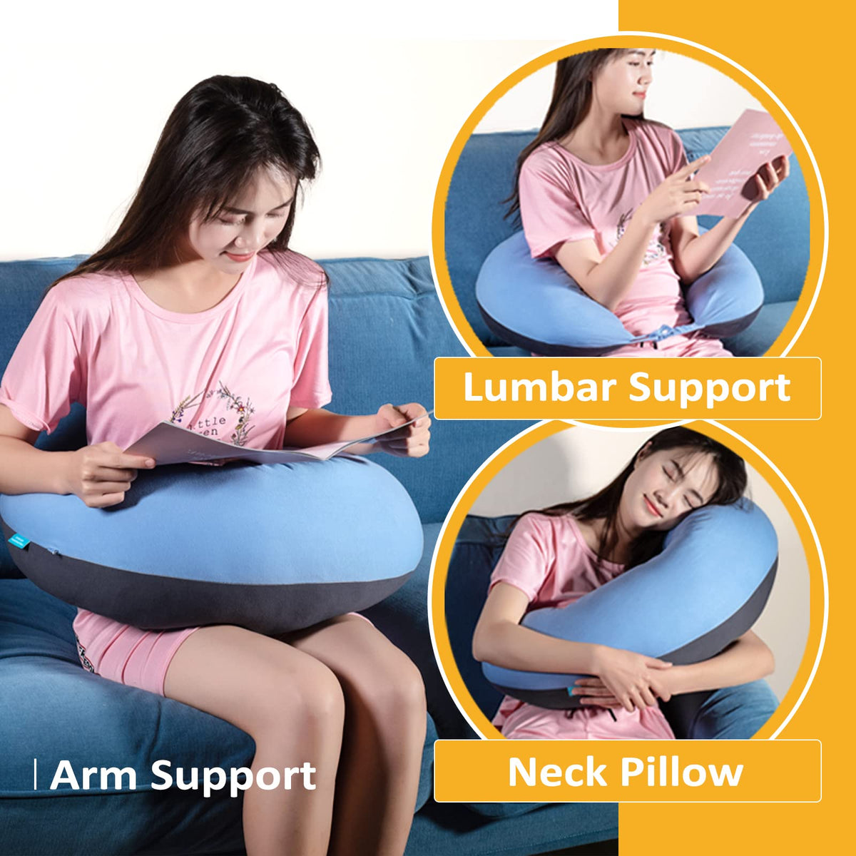 BYRIVER multipurpose pillow for nursing and gaming setups.
