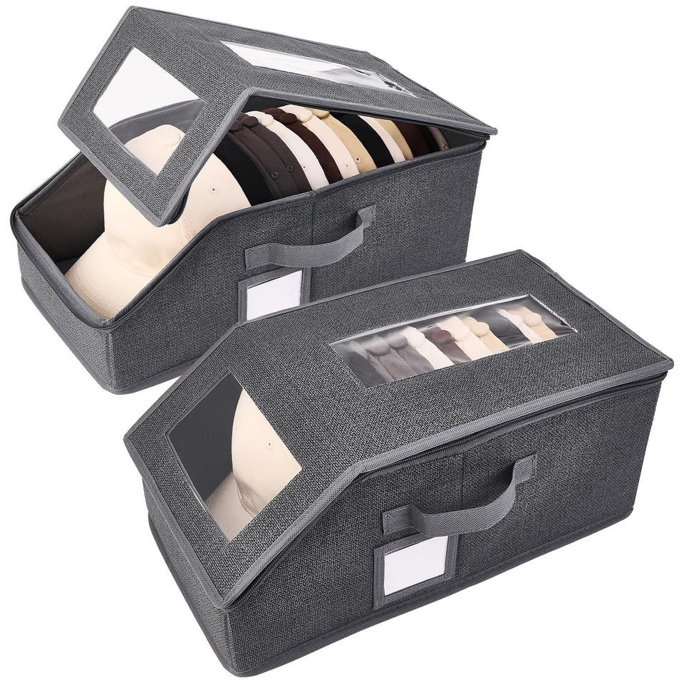 BYSOQIJAH hat-storage 2-pack with clear window for quick cap selection.