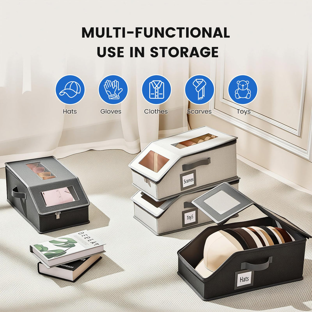 BYSOQIJAH multifunctional storage fits beanies, gloves, and scarves neatly.