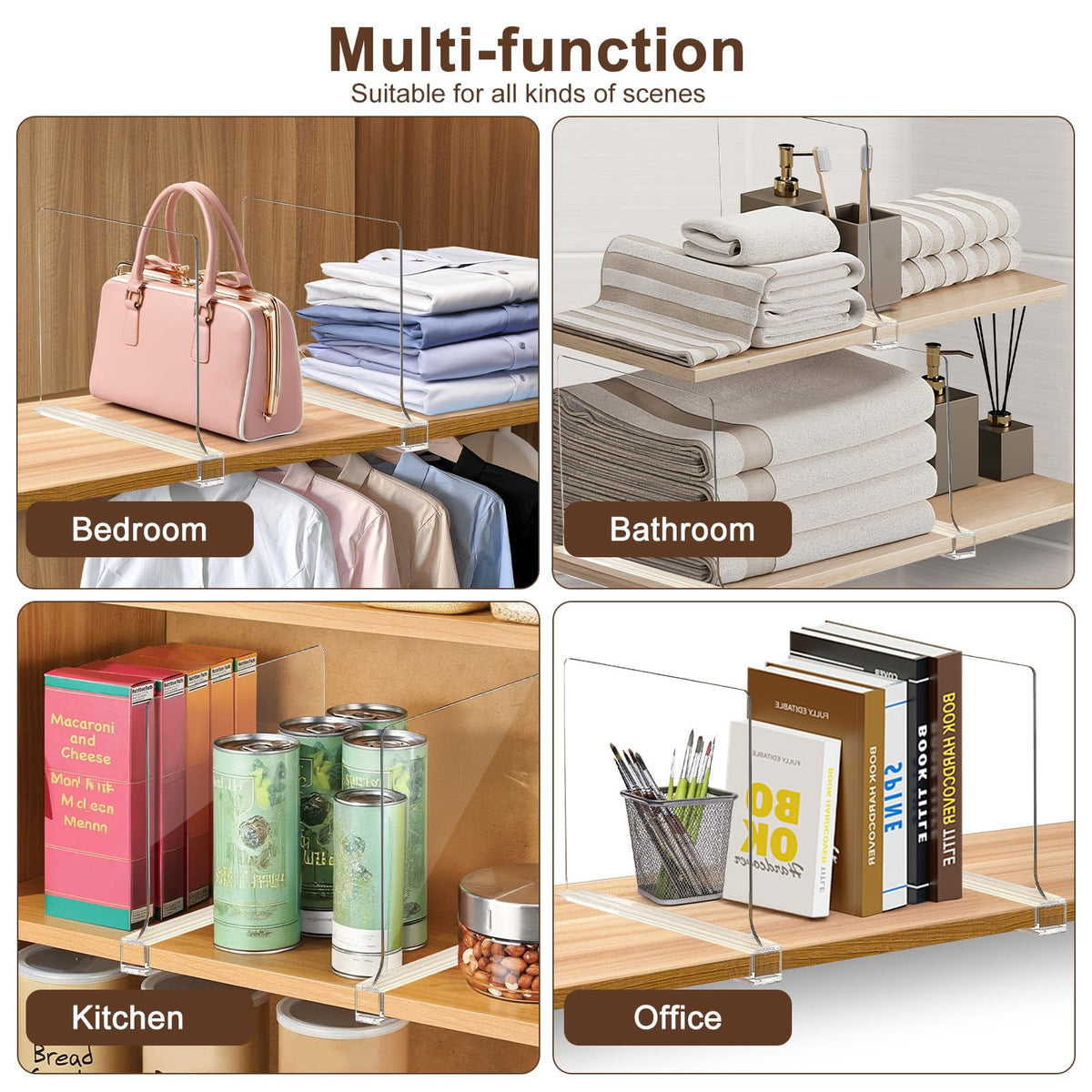 BYSOQIJAH non-slip stickers keep dividers stable on shelves.