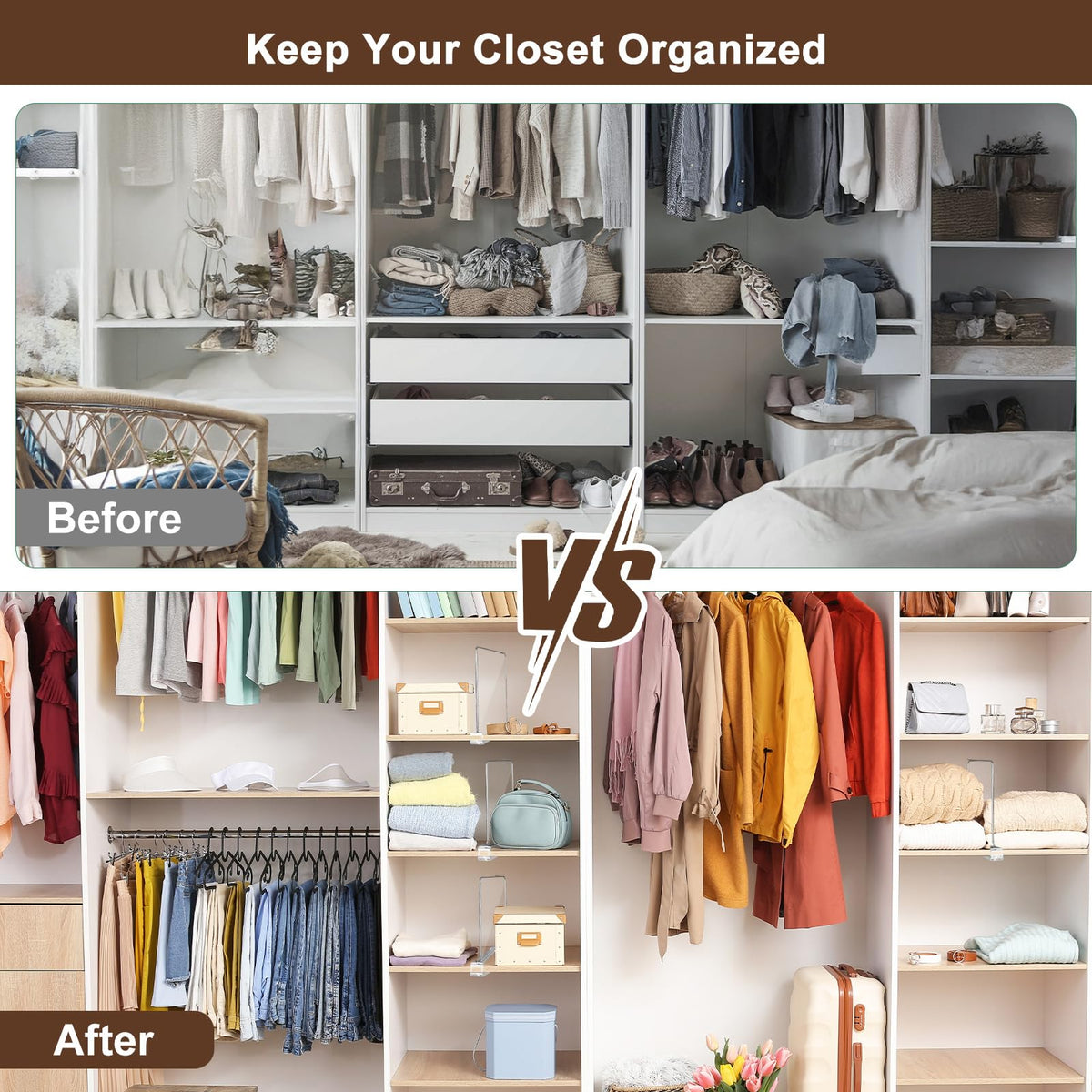 BYSOQIJAH packaged set includes 10 dividers for complete closet organization.