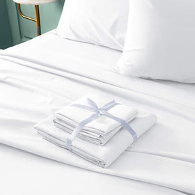 BYSURE white pillowcase corner close-up highlights stain resistance and easy care