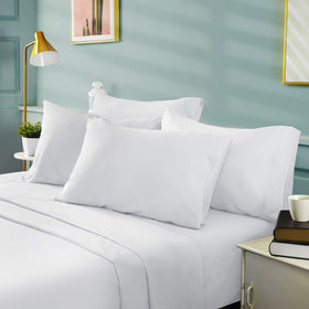 BYSURE king-size white fitted sheet showing deep-pocket fit for thick mattresses.