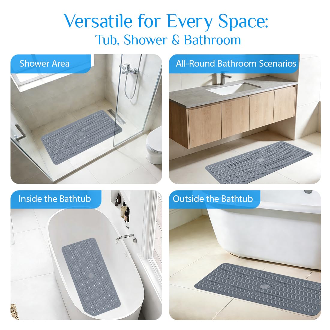 BYTANA machine washable bath mat for easy refreshing between uses.