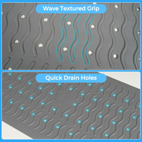 BYTANA non-slip mat with wave channels helps water drain quickly.