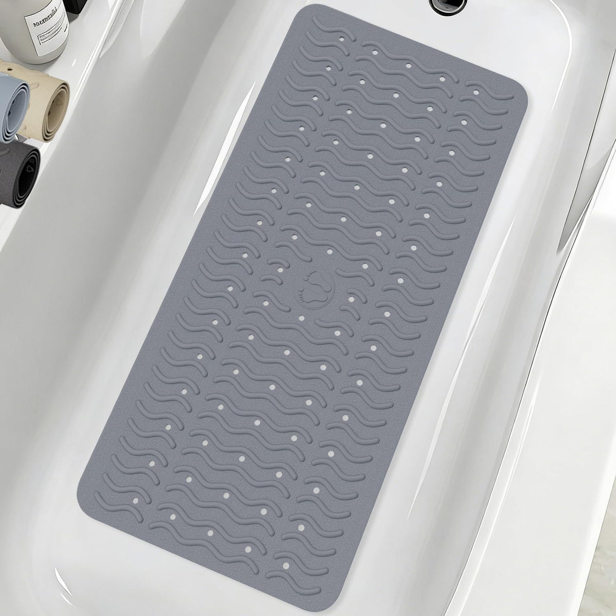BYTANA non-slip bathtub mat with wave texture for secure footing in the shower.