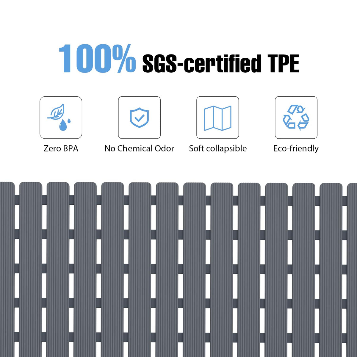 BYTANA shower mat BPA-free TPE material for safe bathroom use.