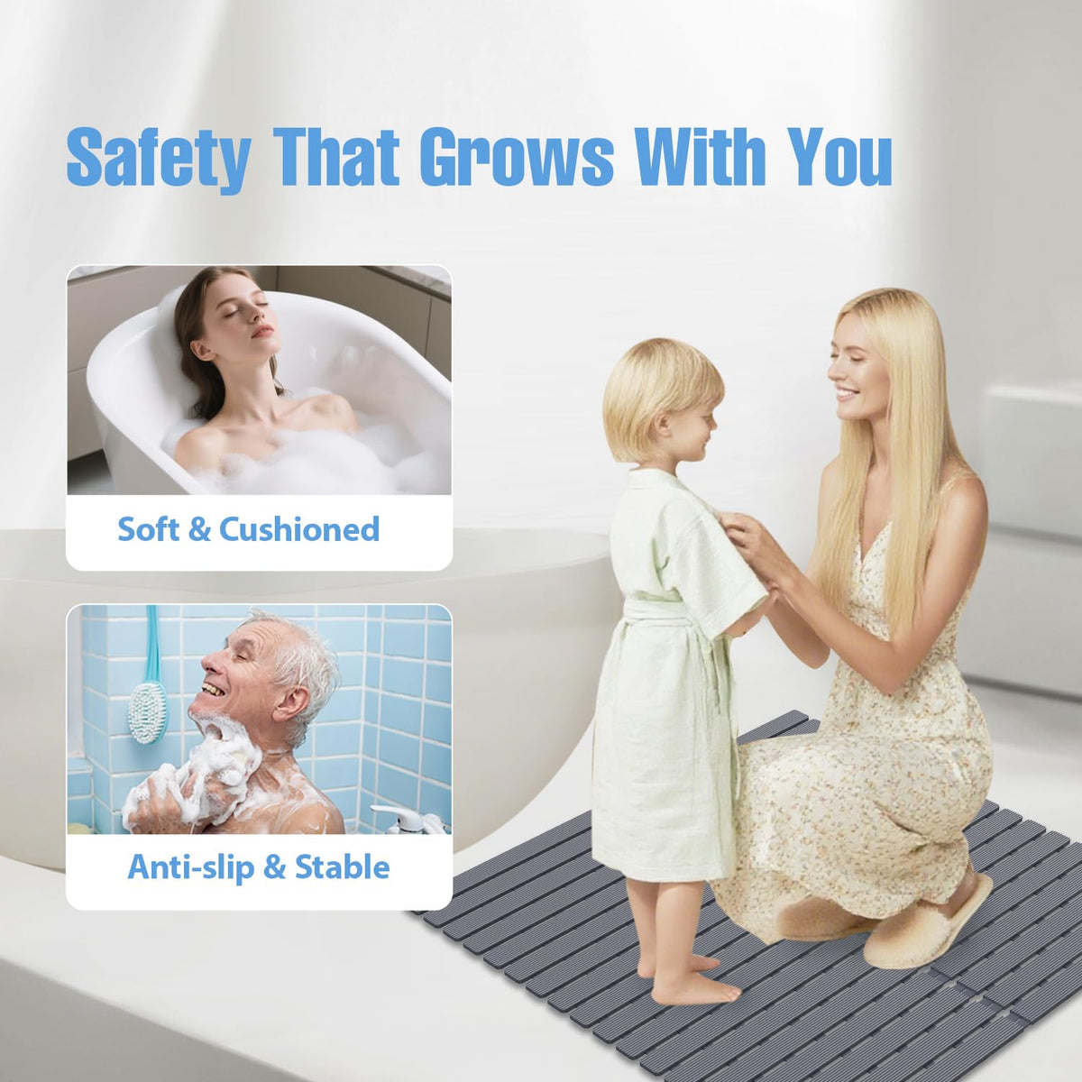 BYTANA shower mat long-lasting grip for daily bathroom use.