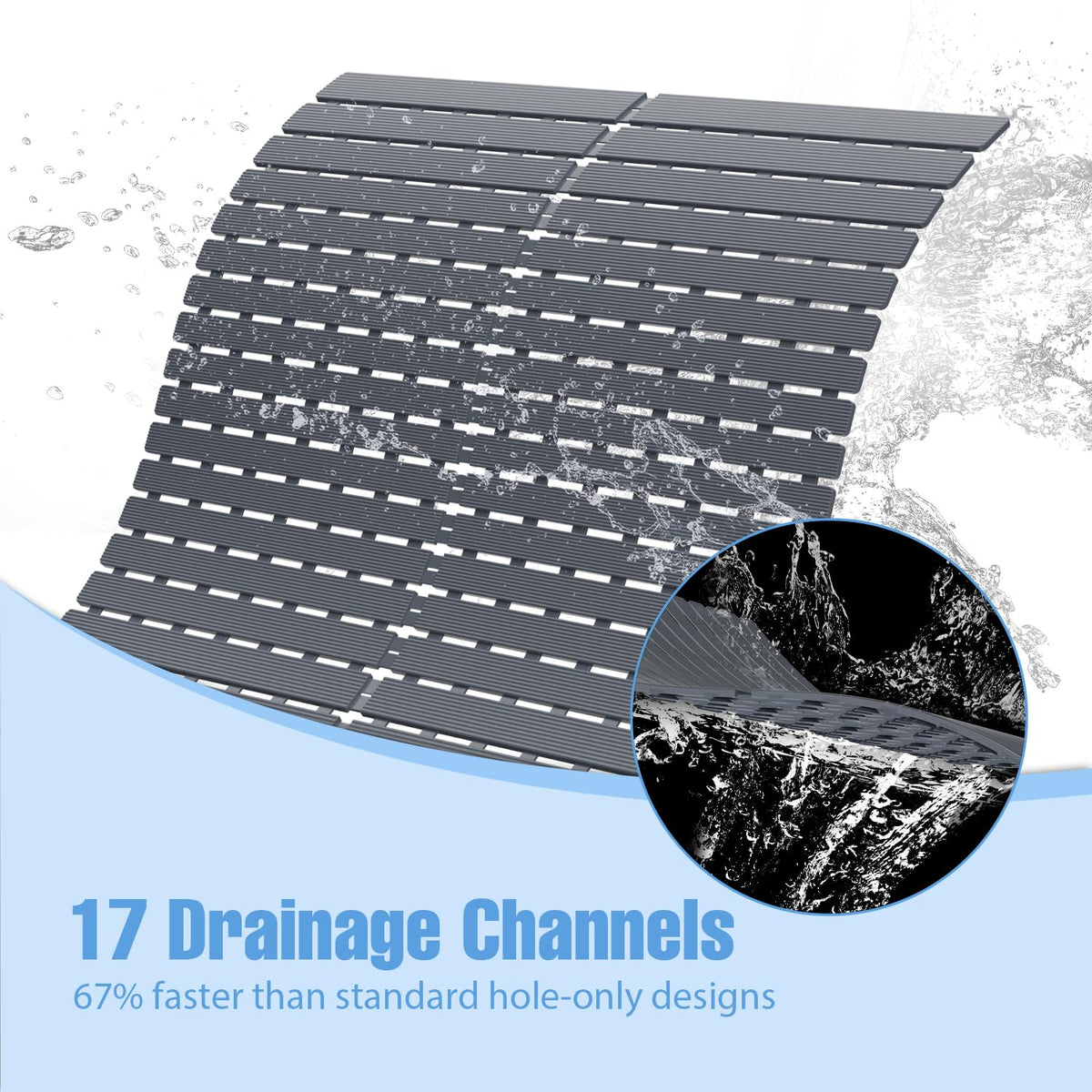 BYTANA shower mat surface-compatible with ceramic and glass tubs.