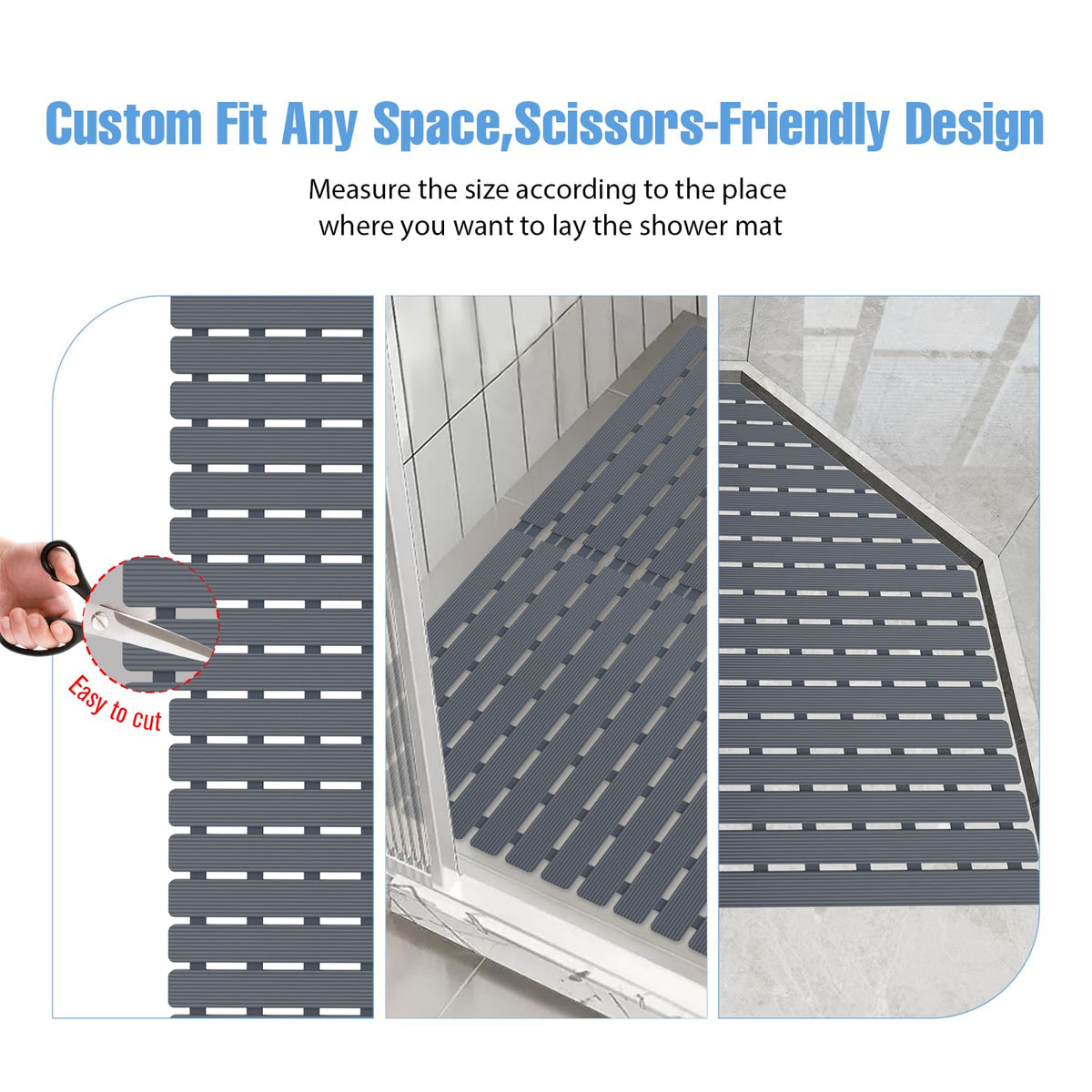 BYTANA shower mat wide coverage supports various bathroom layouts.