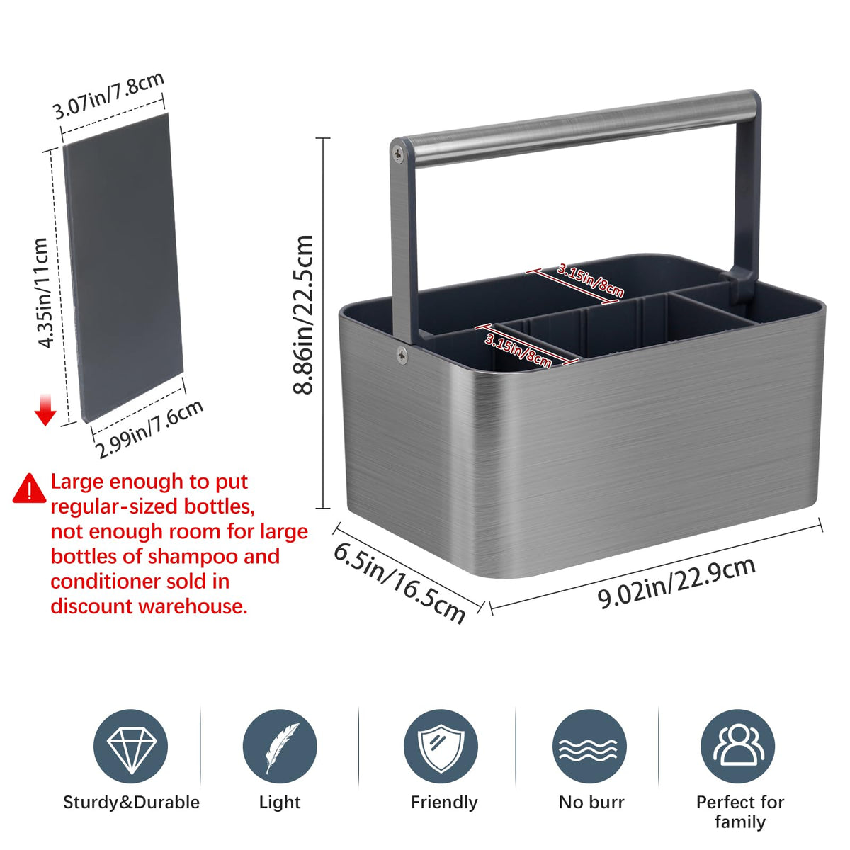 BYUNER dorm shower organizer adjustable dividers allow customized storage.