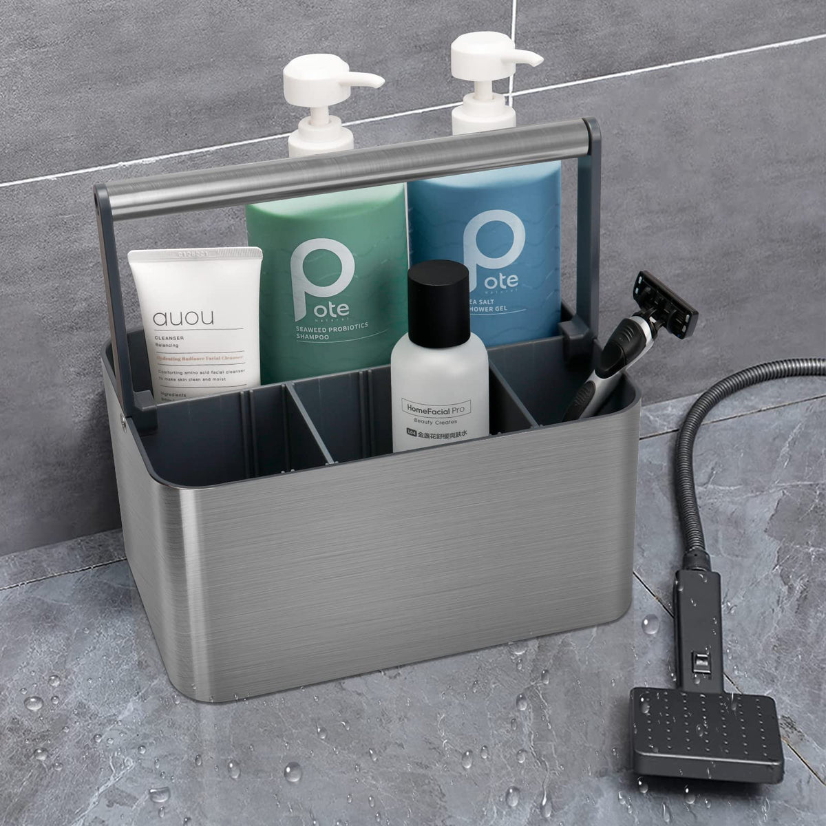 BYUNER multipurpose storage bin fits cosmetics, bath items, and school supplies.