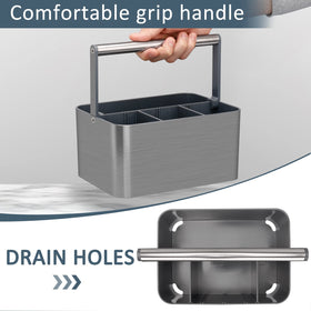 BYUNER plastic bathroom tote with drain holes keeps items dry after use.