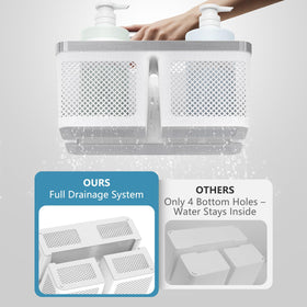 BYUNER shower caddy dorm perforated grid drains water quickly.