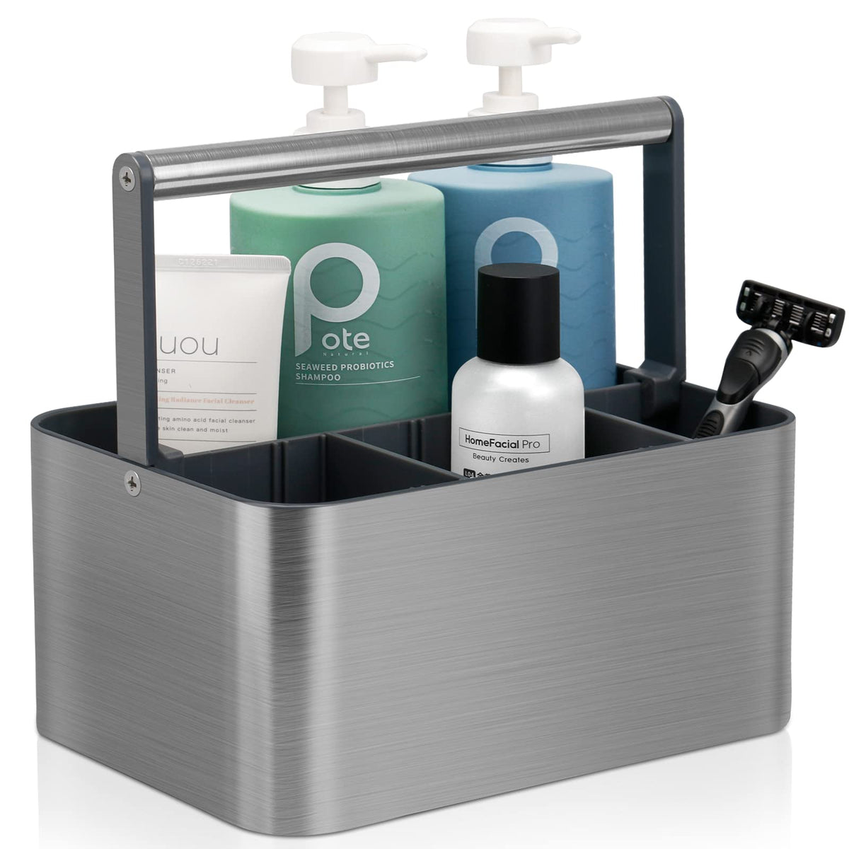 BYUNER portable shower caddy with handle keeps dorm toiletries organized on the go.