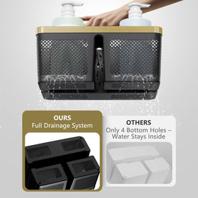BYUNER caddy shows three compartments for toiletries and accessories