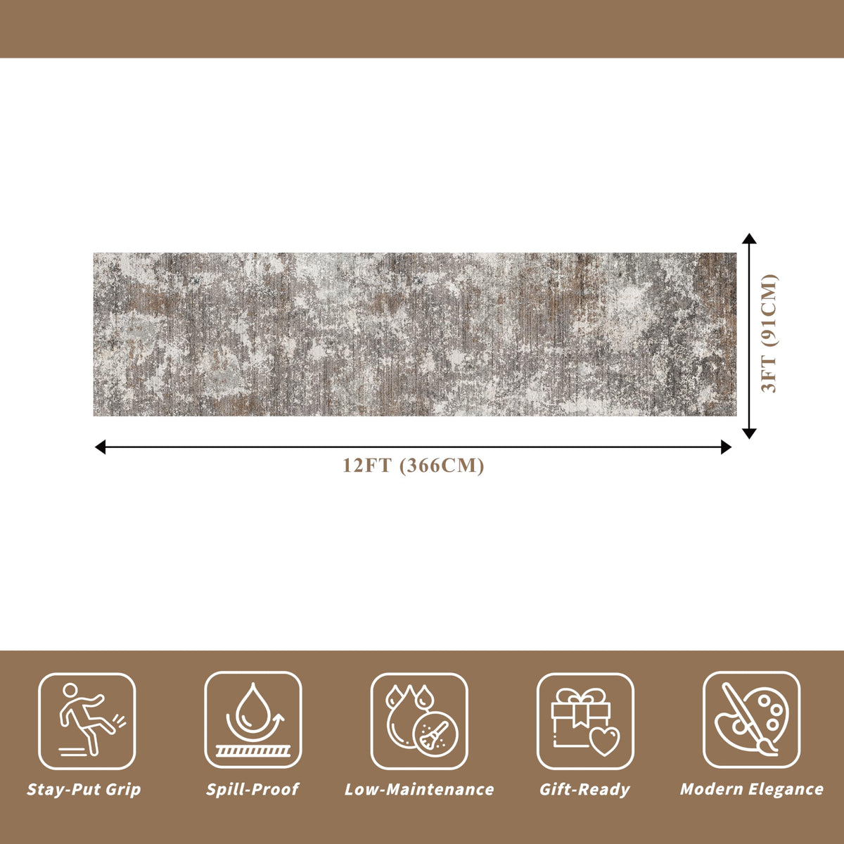 BYVYVOO 3x12ft runner showing textured backing improves traction