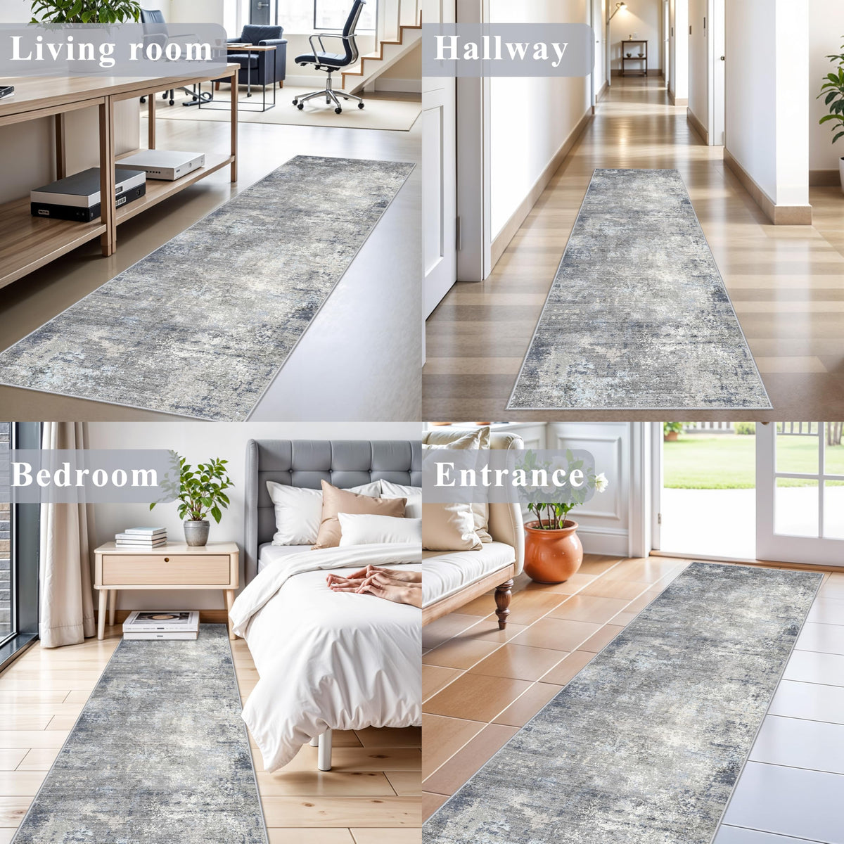 BYYVOO abstract blue-gray runner texture close-up for modern interiors