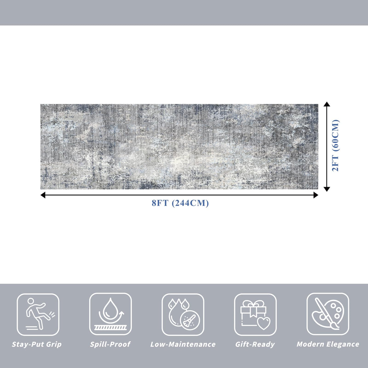 BYYVOO blue gray abstract hallway rug enhances entryway aesthetic