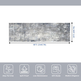 BYYVOO blue gray abstract hallway rug enhances entryway aesthetic
