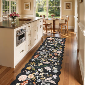 BYYVOO floral hallway runner under-door fit demonstrates easy 3x12 ft length.