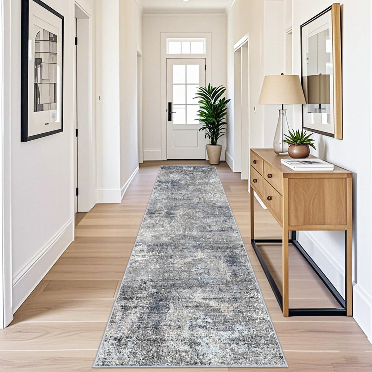 BYYVOO modern abstract blue-grey rug adds calm, stylish texture