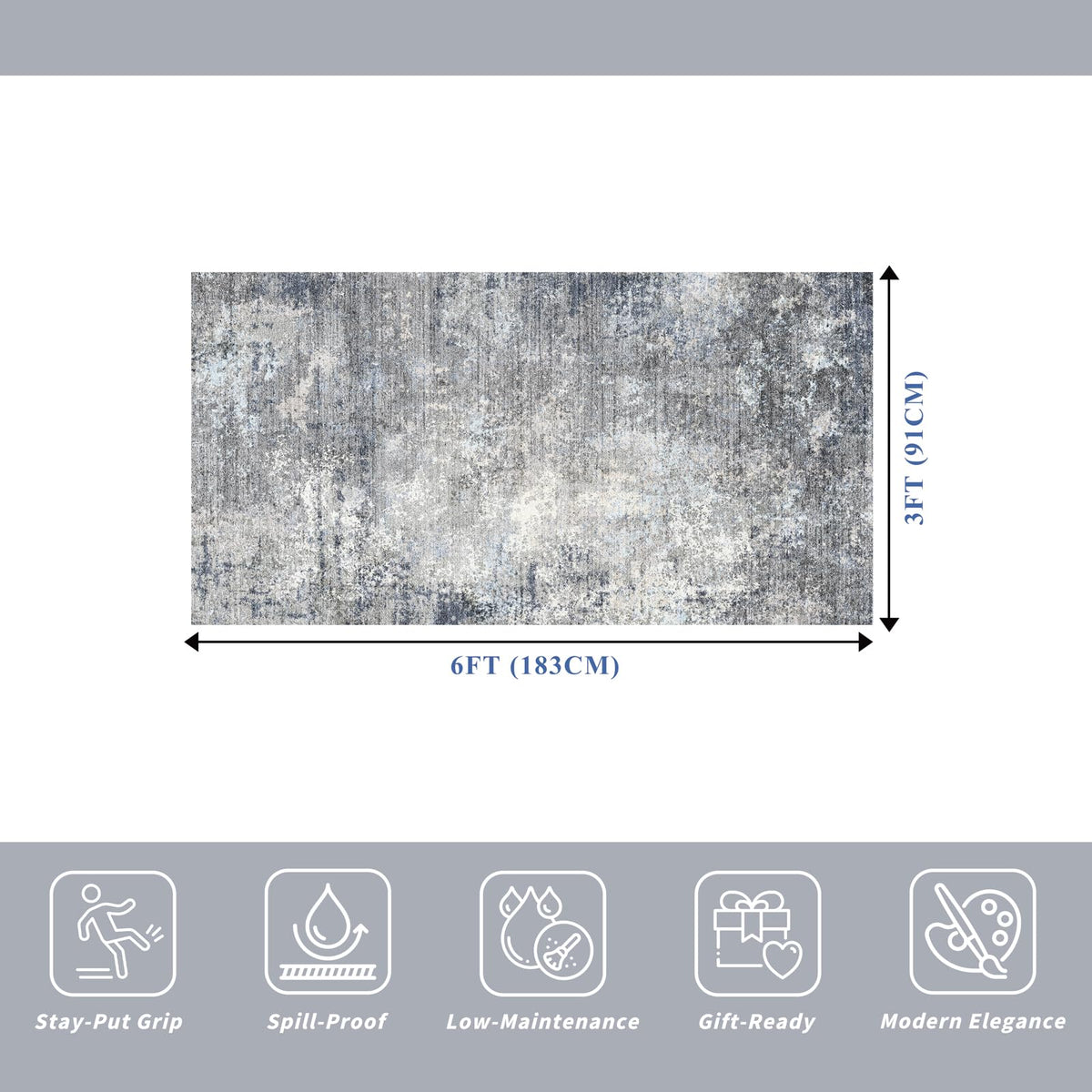 BYYVOO non-slip backing keeps the 6ft kitchen rug secure in high-traffic areas.