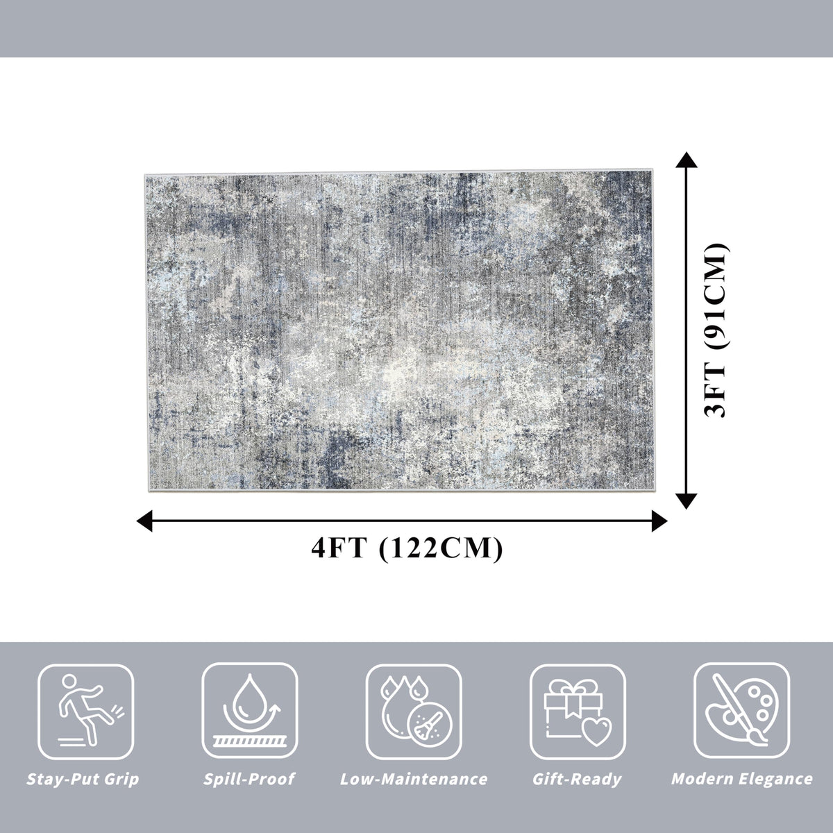 BYYVOO non-slip backing keeps the rug secure on hardwood floors