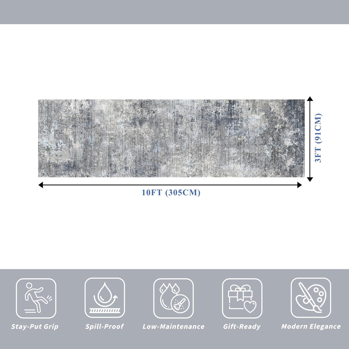 BYYVOO rug with non-slip rubber backing for stable, slip-free floors