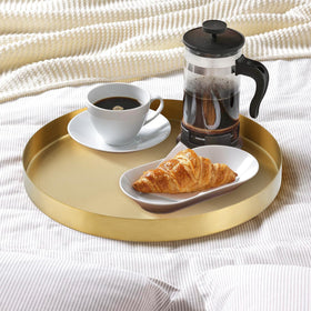 BYZCYSG gold-edged serving platter enhances dining and holiday decor.