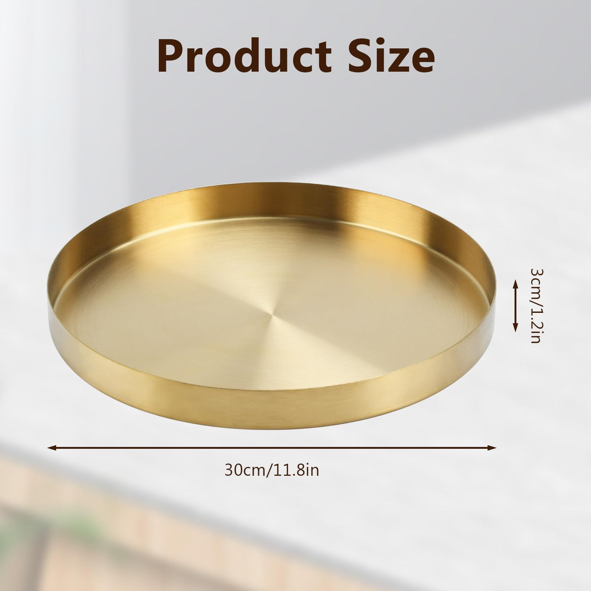 BYZCYSG stainless steel vanity tray on dresser organizing cosmetics with refined style.