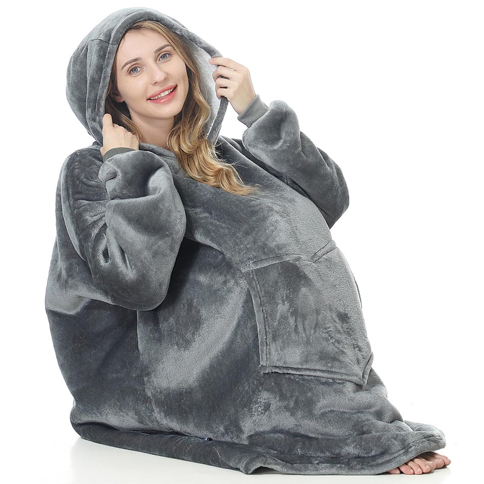 C Hello Cloud oversized hoodie blanket front view shows plush warmth for lounging.
