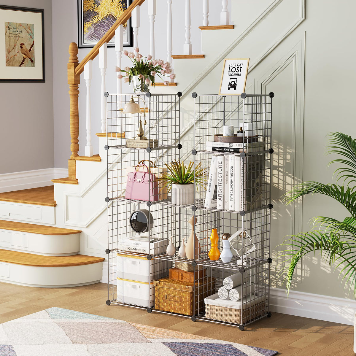 C&AHOME Wire Cube Storage closet organization keeps spaces tidy.