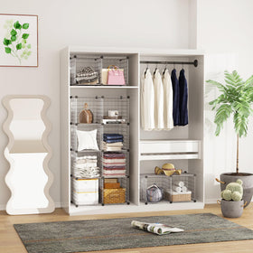 C&AHOME Wire Cube Storage large capacity supports bulk storage with bins.