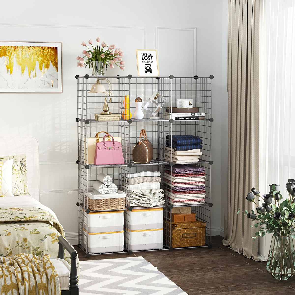C&AHOME Wire Cube Storage modular design adapts to any room layout.