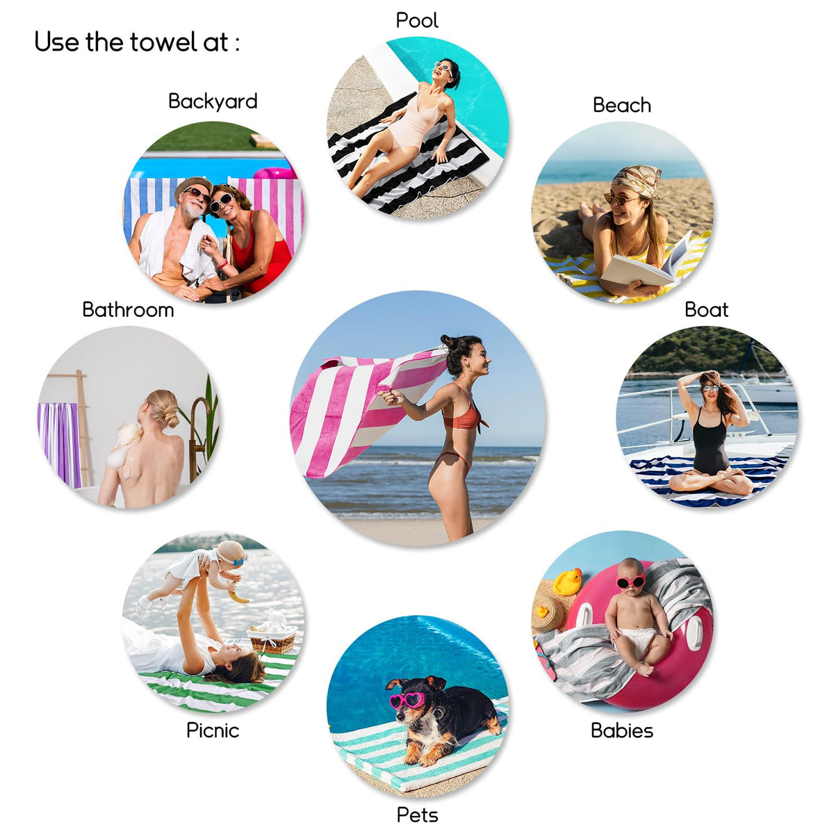 cabanana towel ideal for beach, camping, gym, spa, or home use