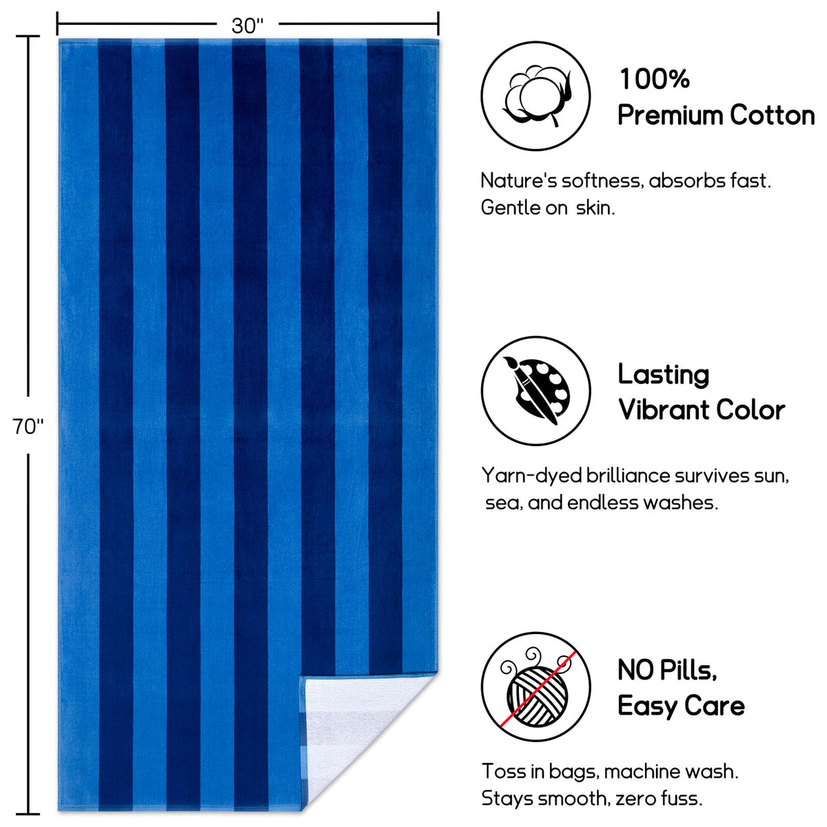 Cabanana stripe pattern towel highlights bold colors for coastal lounging