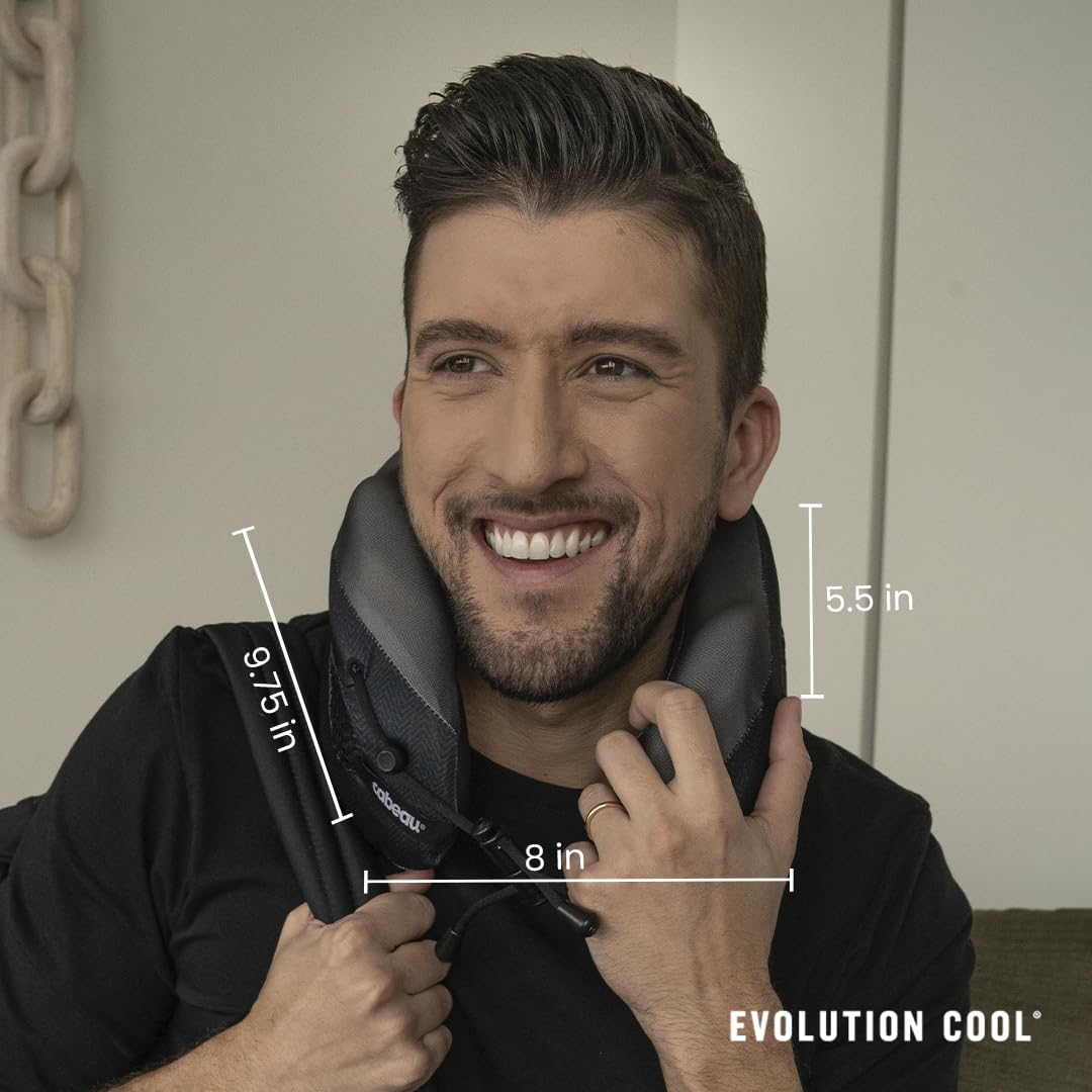 Cabeau Evolution Cool neck pillow earphone friendly design keeps headphones in place.